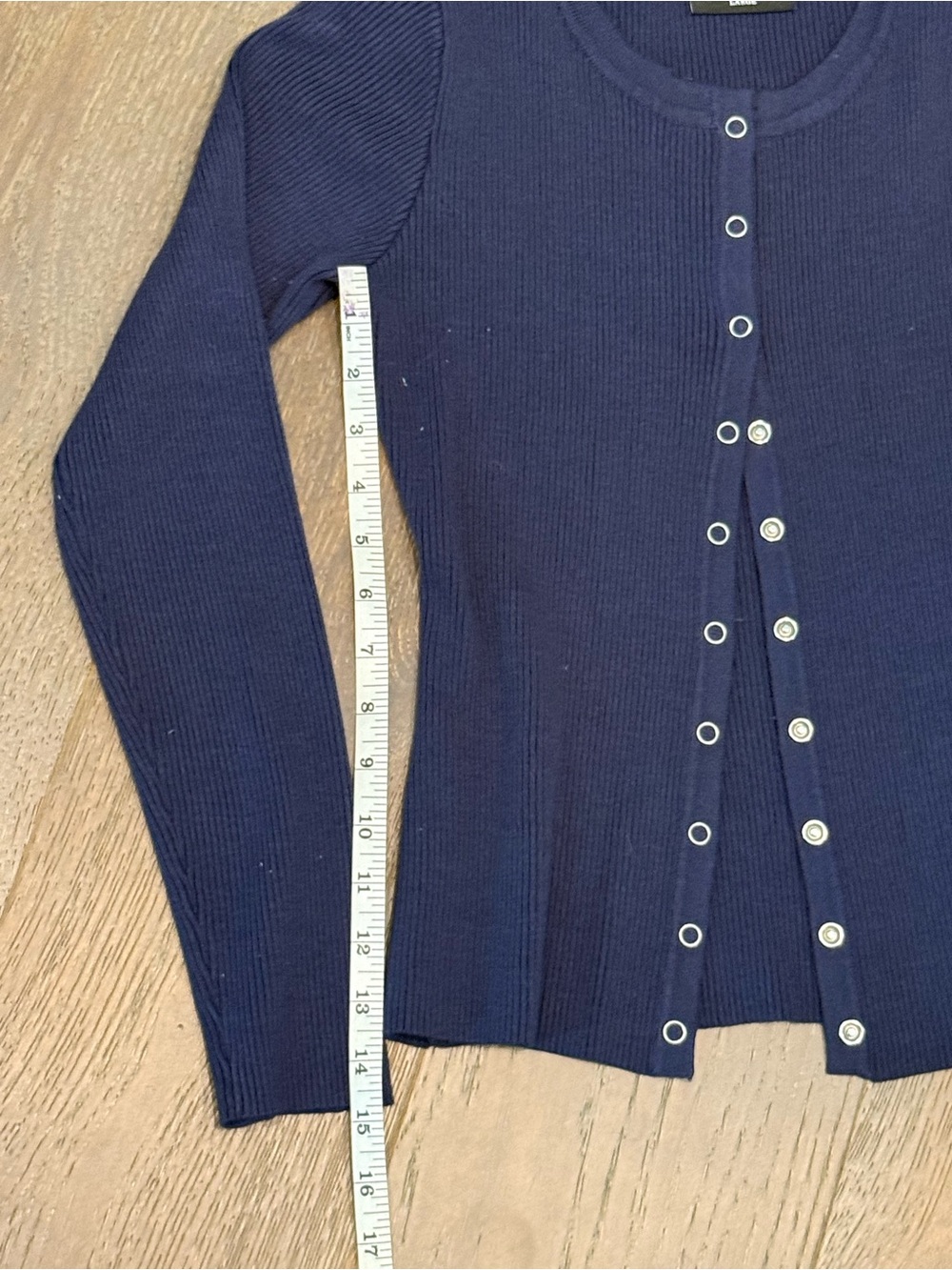 Vici Navy Ribbed Button-Up Cardigan - Picture 4 of 5
